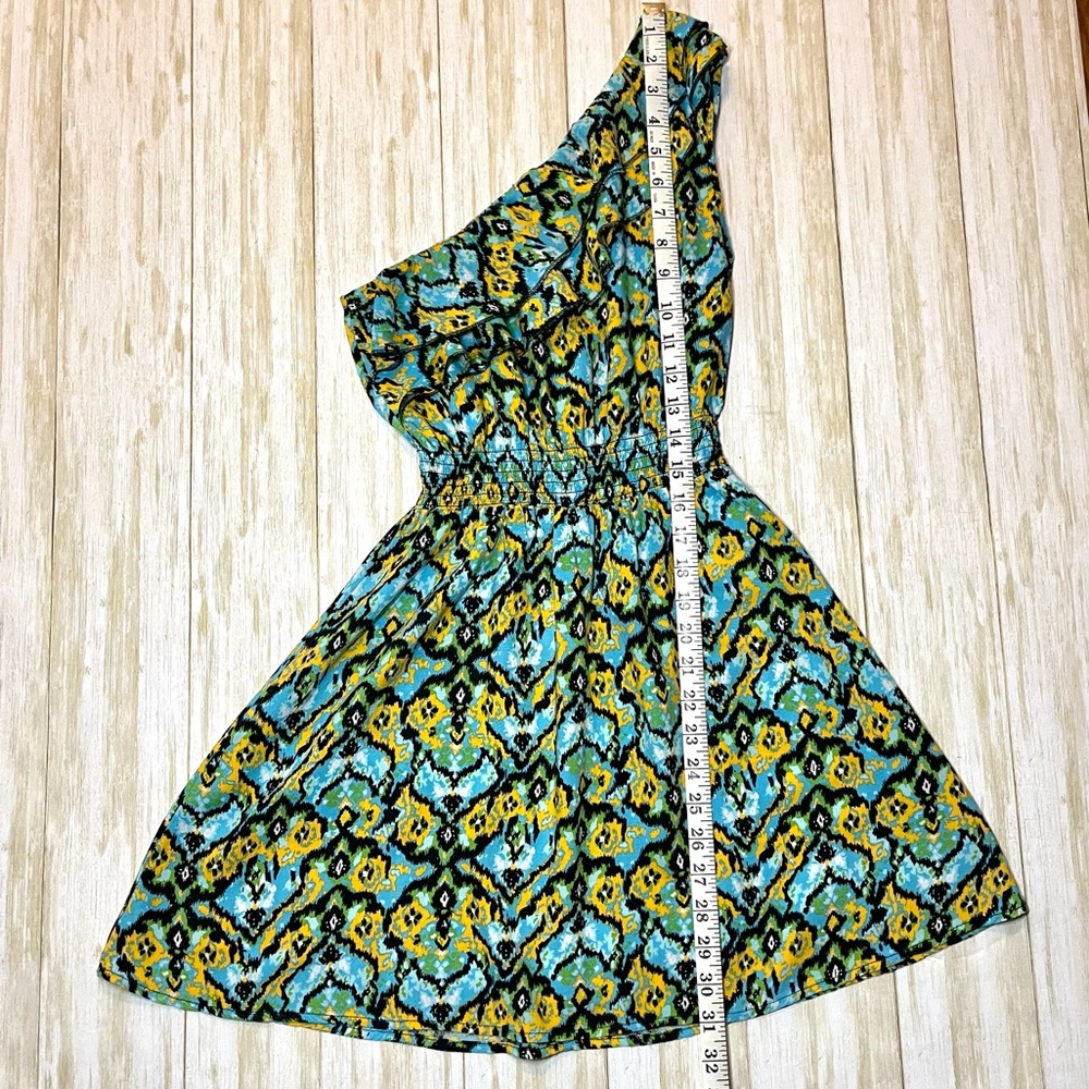 Body Central Women’s One Shoulder Multicolor Aztec Print Ruffle Sundress Size S - Picture 4 of 6